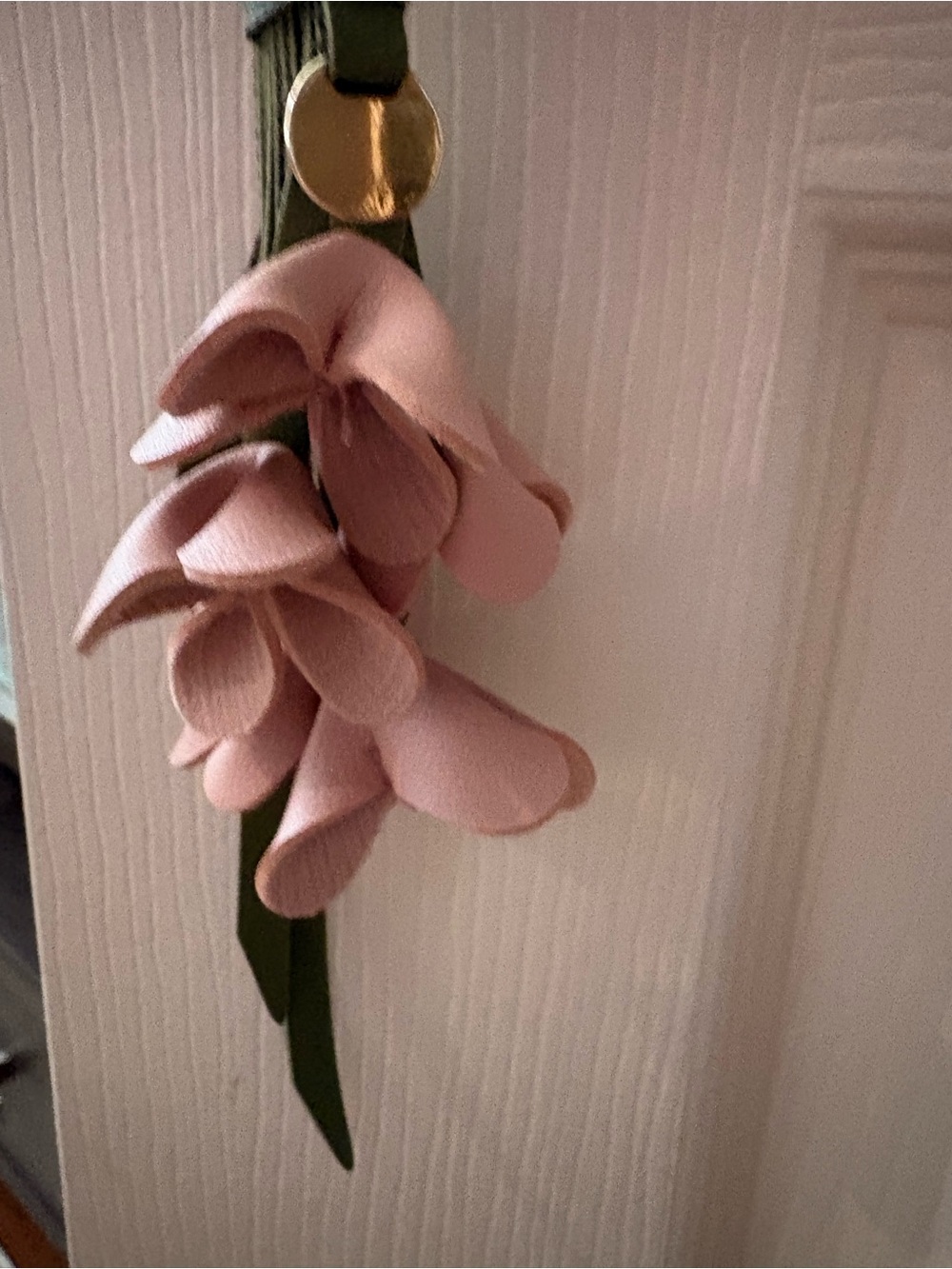 Pink Floral Bag Charm with Green Strap